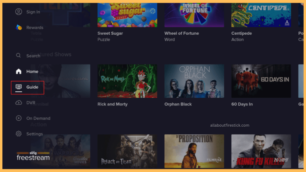 Sling Freestream on Firestick