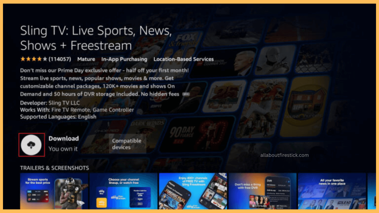 Sling TV on Firestick-Download app