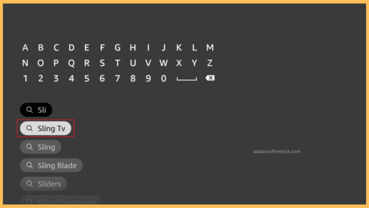 Sling TV on Firestick-Search