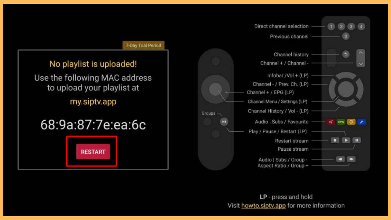 Smart IPTV on Firestick - Select Restart