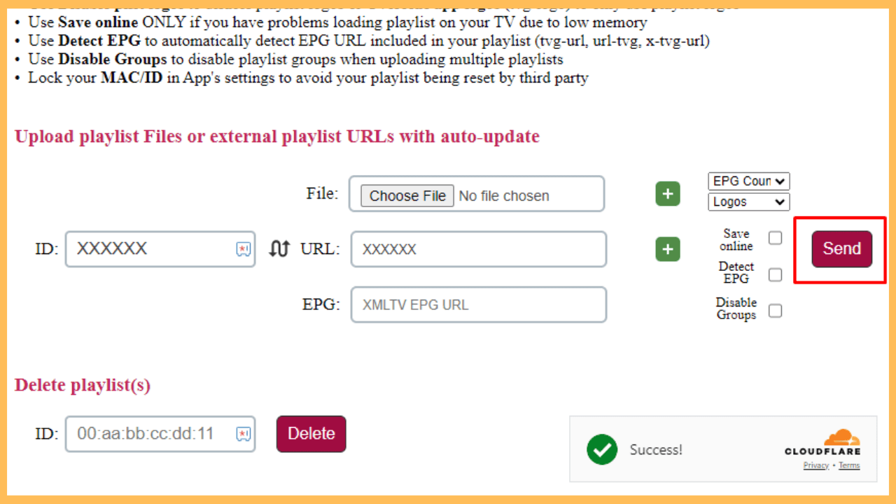 Smart IPTV on Firestick - Select Send