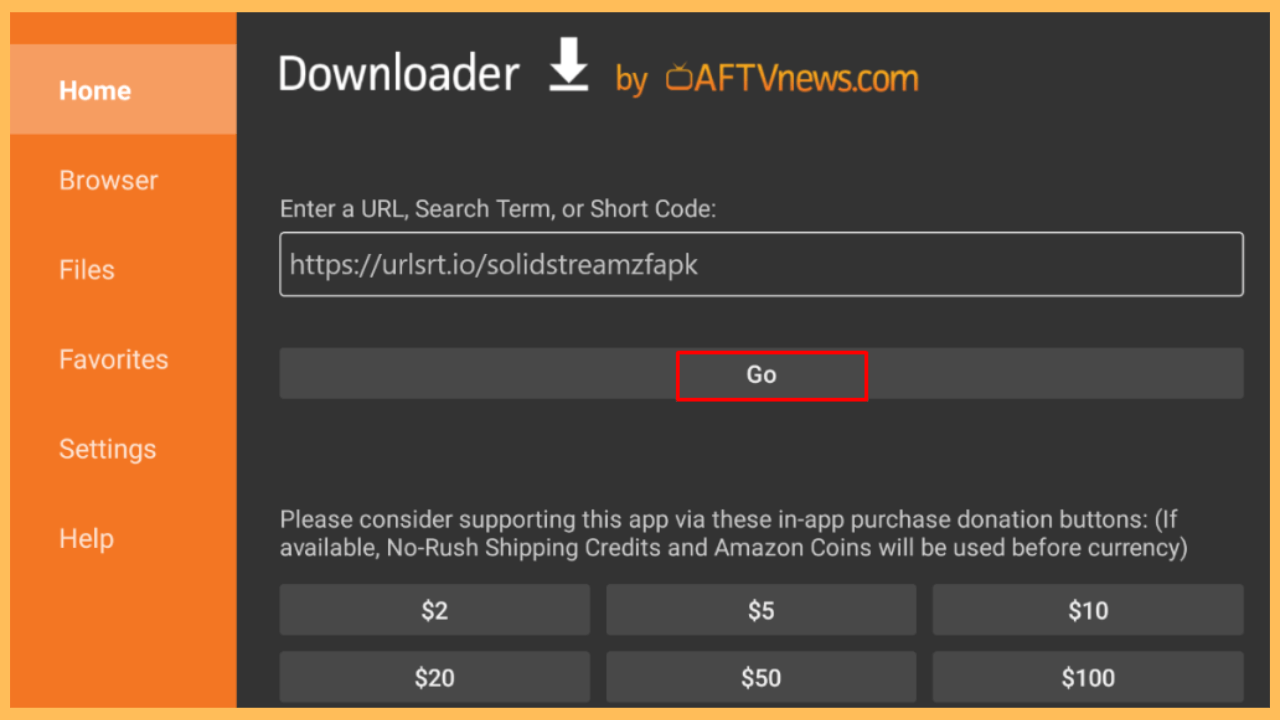 Select the Go button