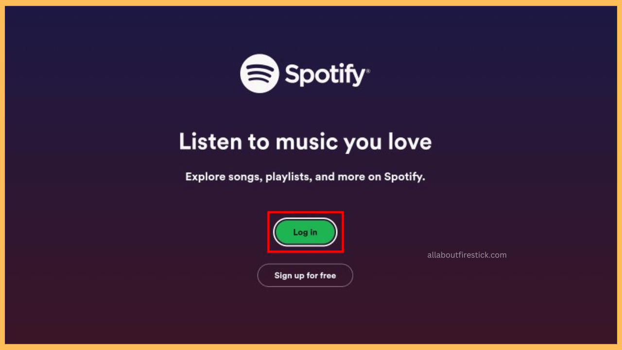 Spotify on Firestick - Select Login