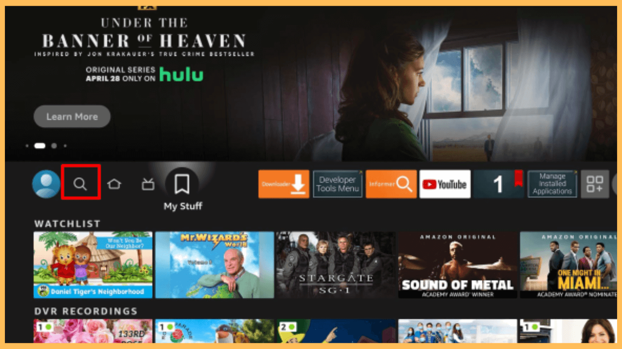 Syfy on Firestick - Click on the Find icon