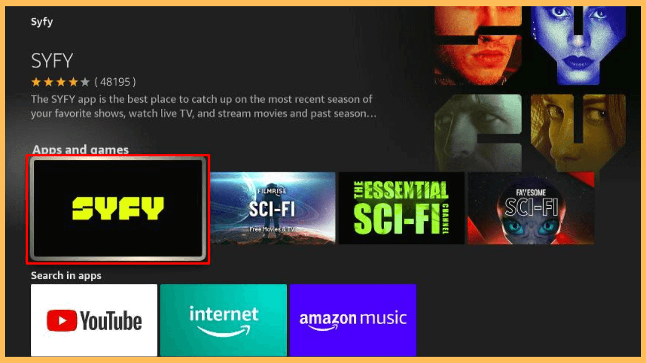 Syfy on Firestick - Select the app
