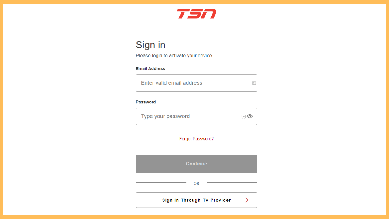 Sign in to your TSN account