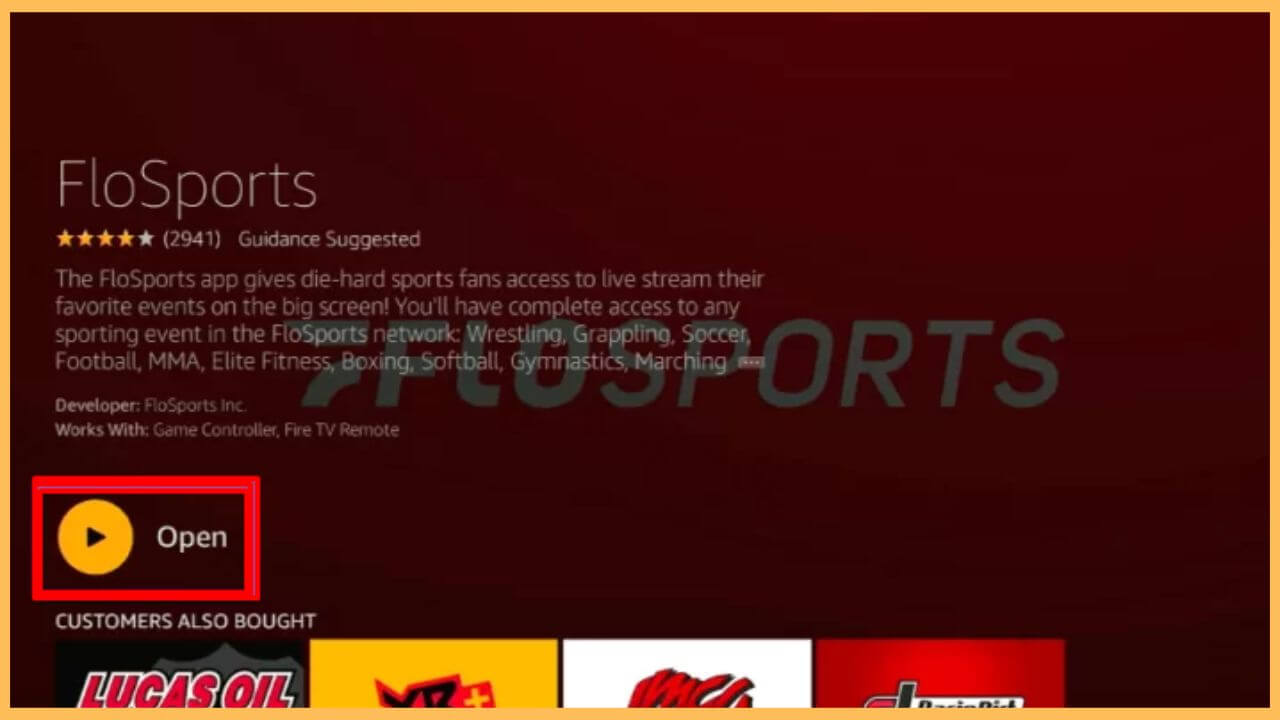 Tap Open to Launch FloSports on Firestick