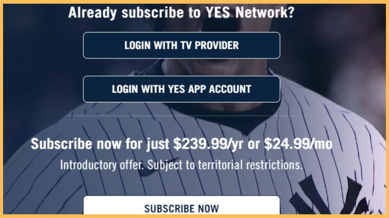 YES Network Activation Website