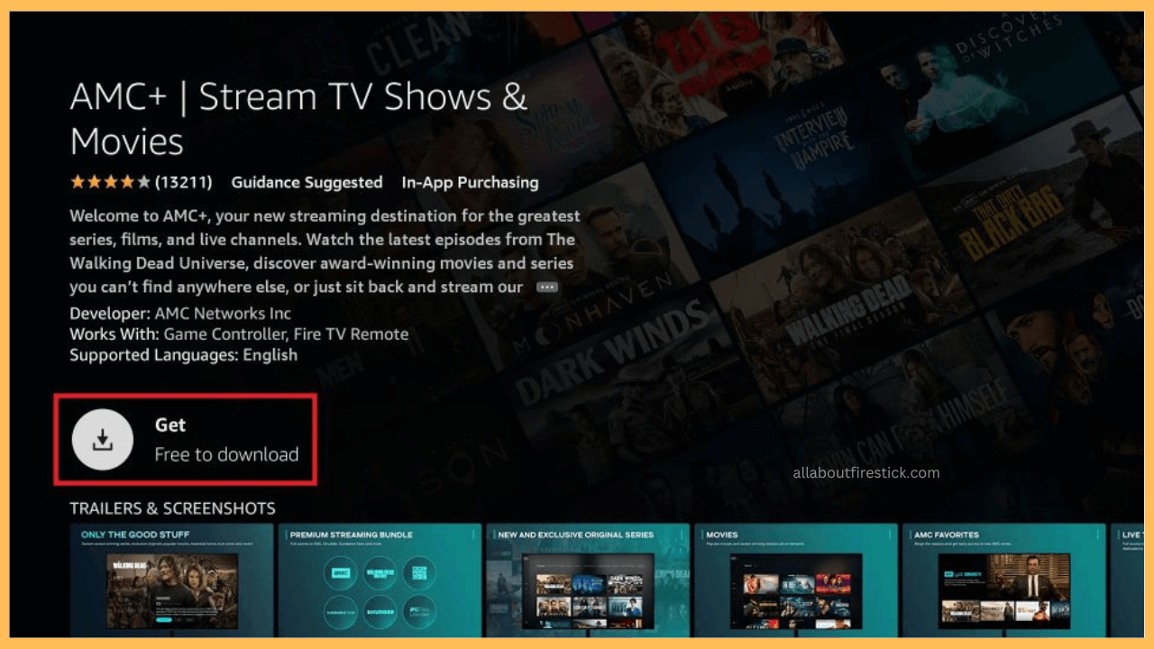 Click Get to install AMC on Firestick