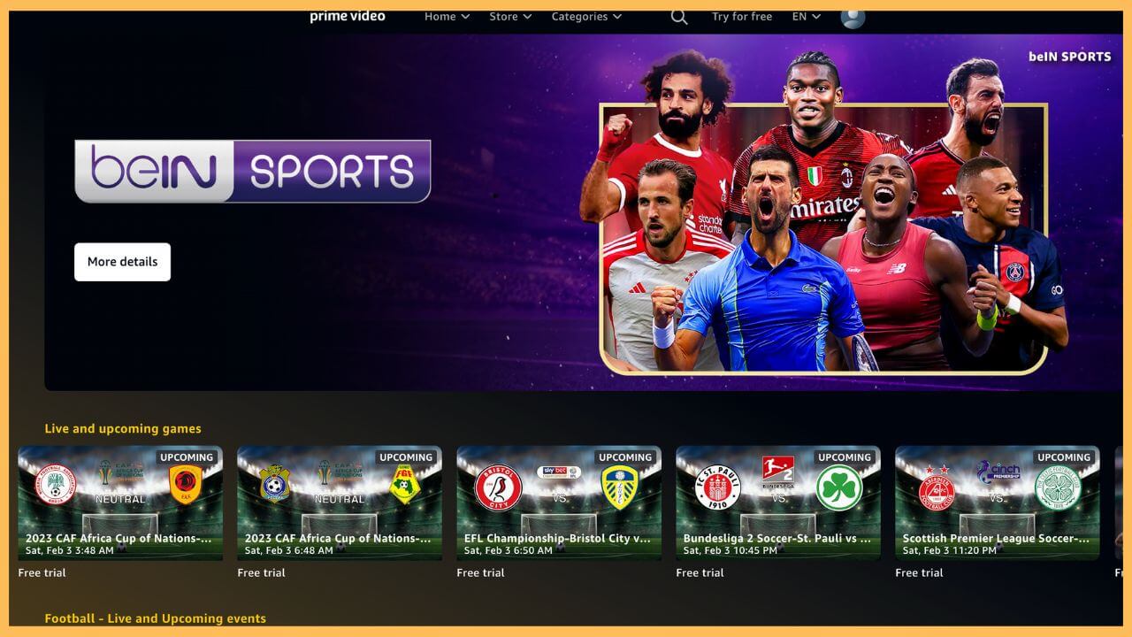 beIN Sports Home Page