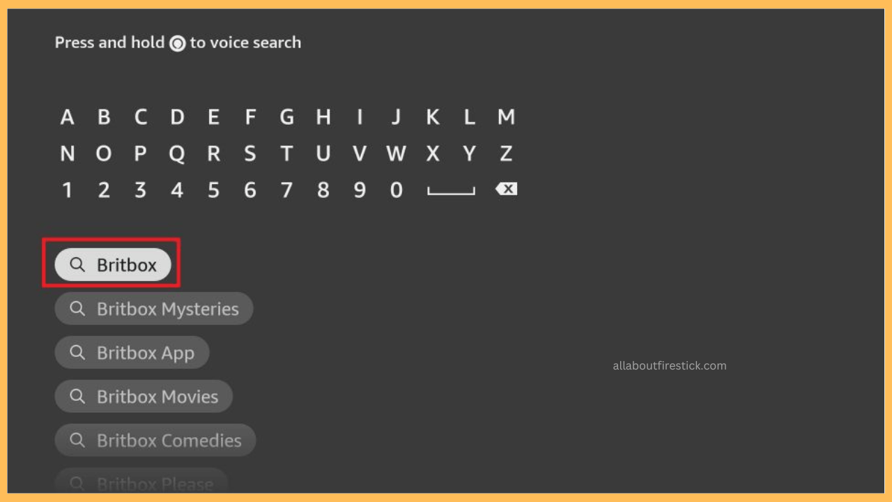 Search BritBox on the Search bar