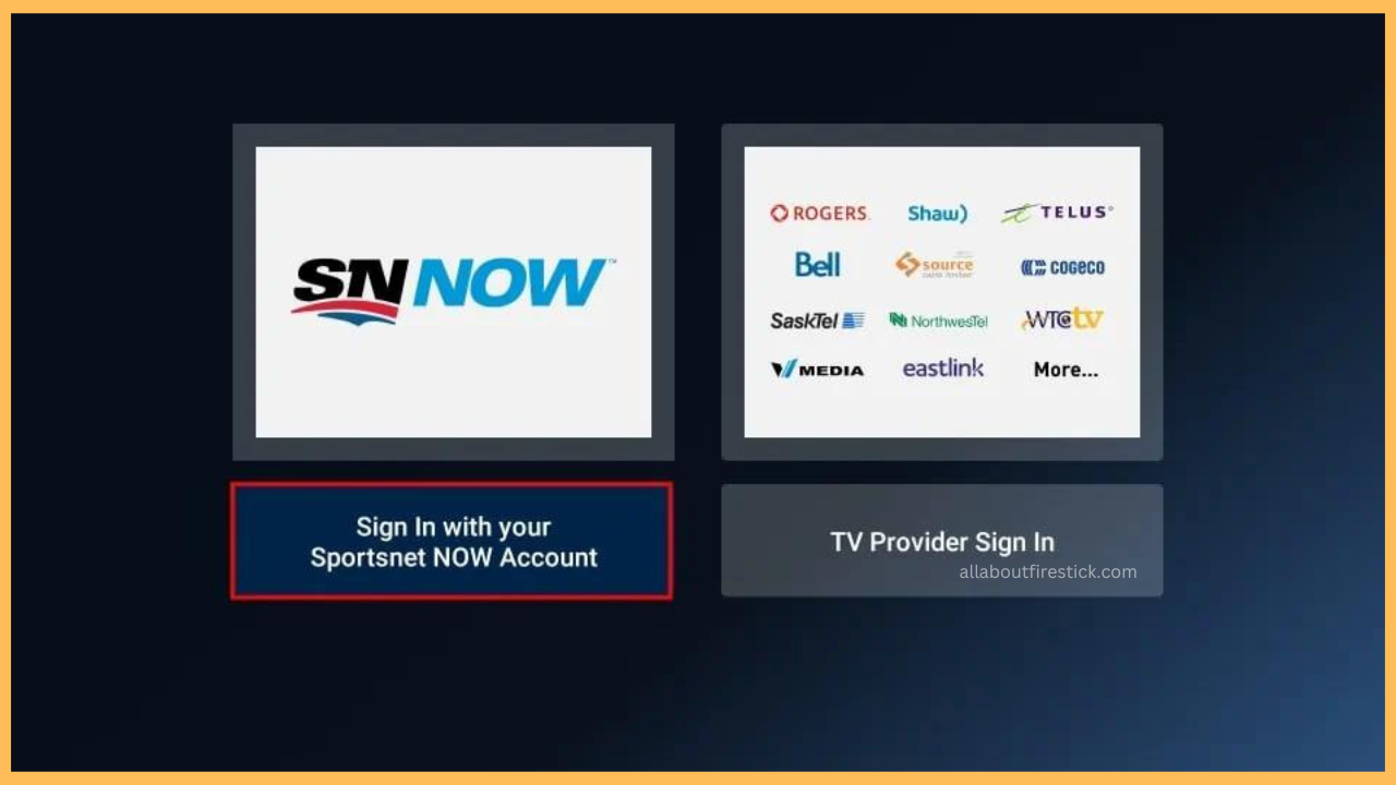 Select Sign In with your Sportsnet Now Account