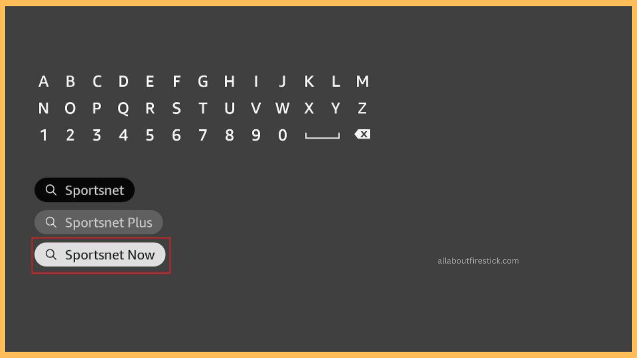 Search for Sportsnet Now on Firestick