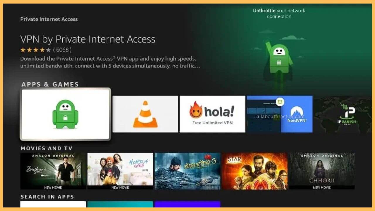 Choose PIA on Firestick