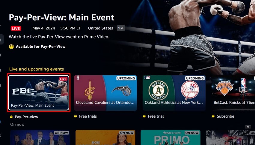 Choose PPV Events on Prime Video