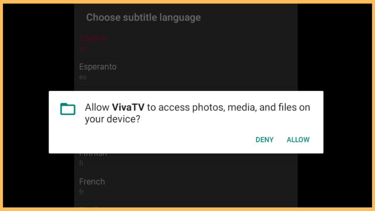 Click Allow on Viva TV Storage (1)