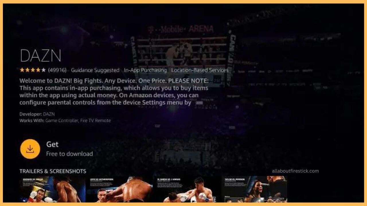 Hit Get to Download DAZN on Firestick (1)