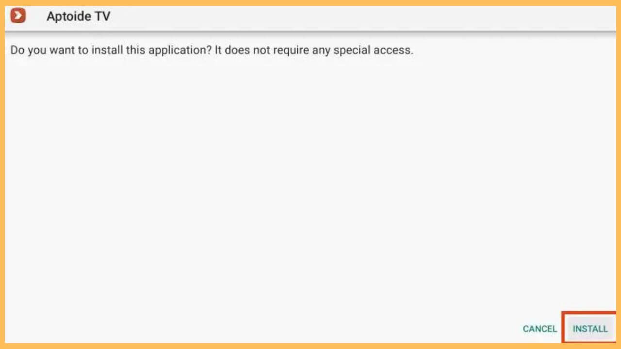 Hit Install on Aptoide TV