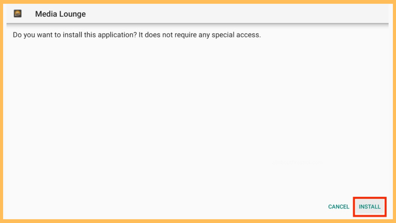 Click Install to get Media Lounge on Firestick