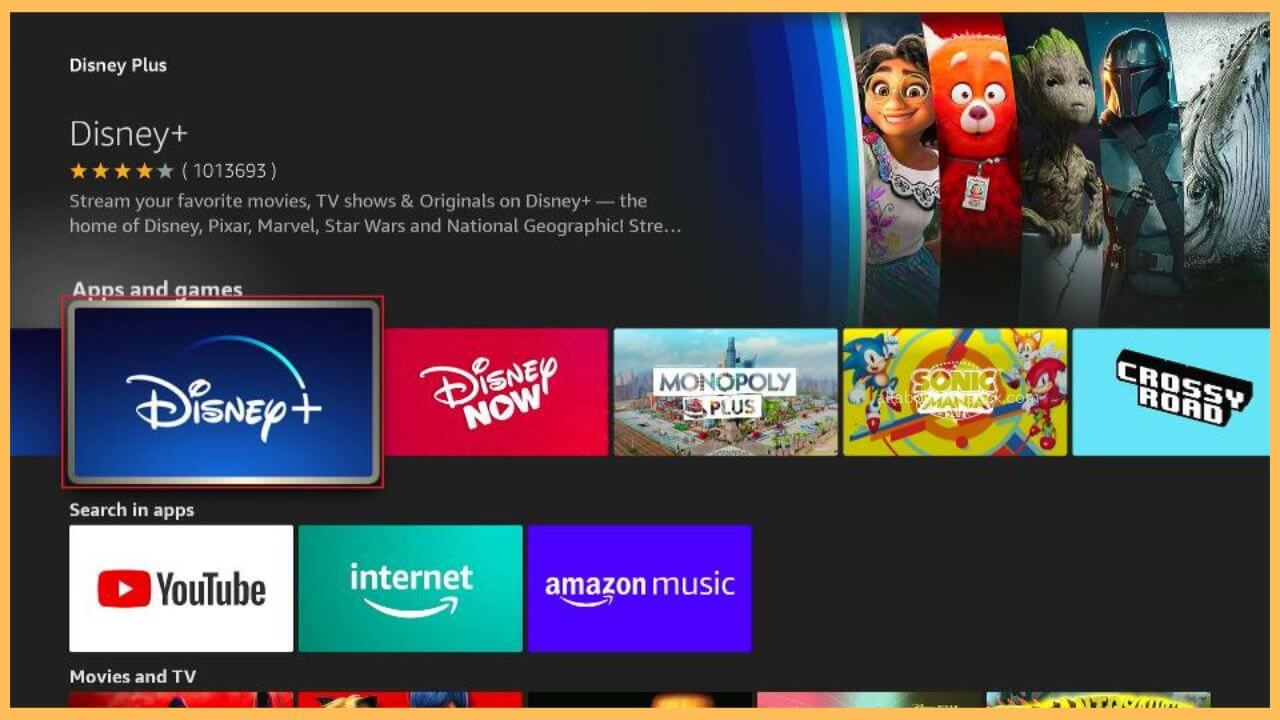 Select Disney+ from Search Results (1)