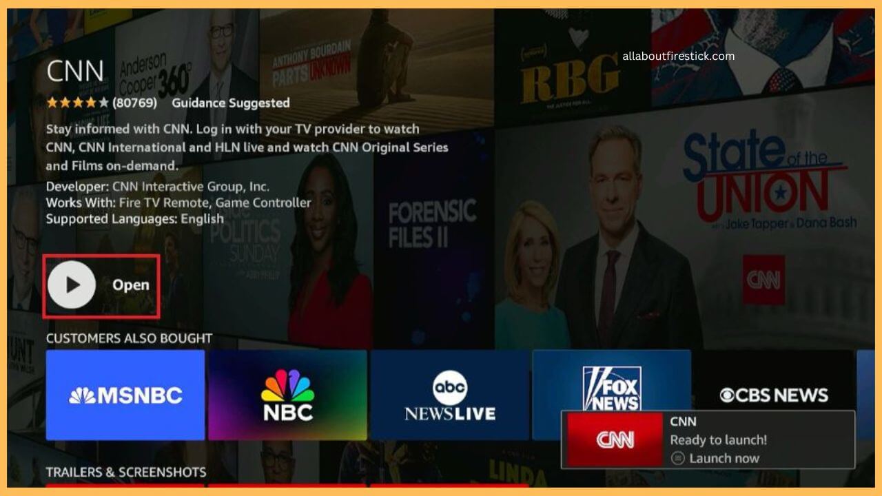 Select Open to Launch CNN App (1)