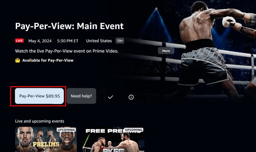 Select PPV Event Button