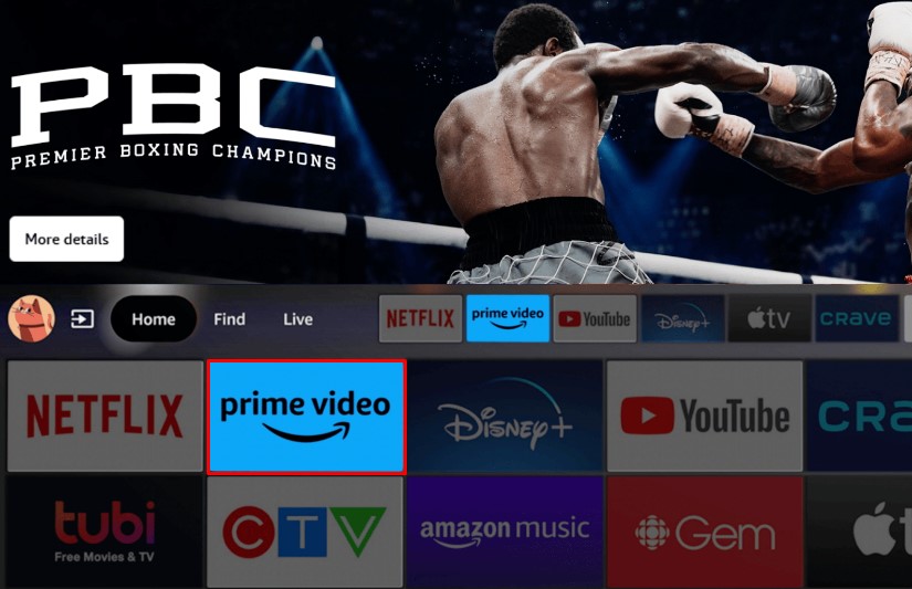 Select Prime Video Tile