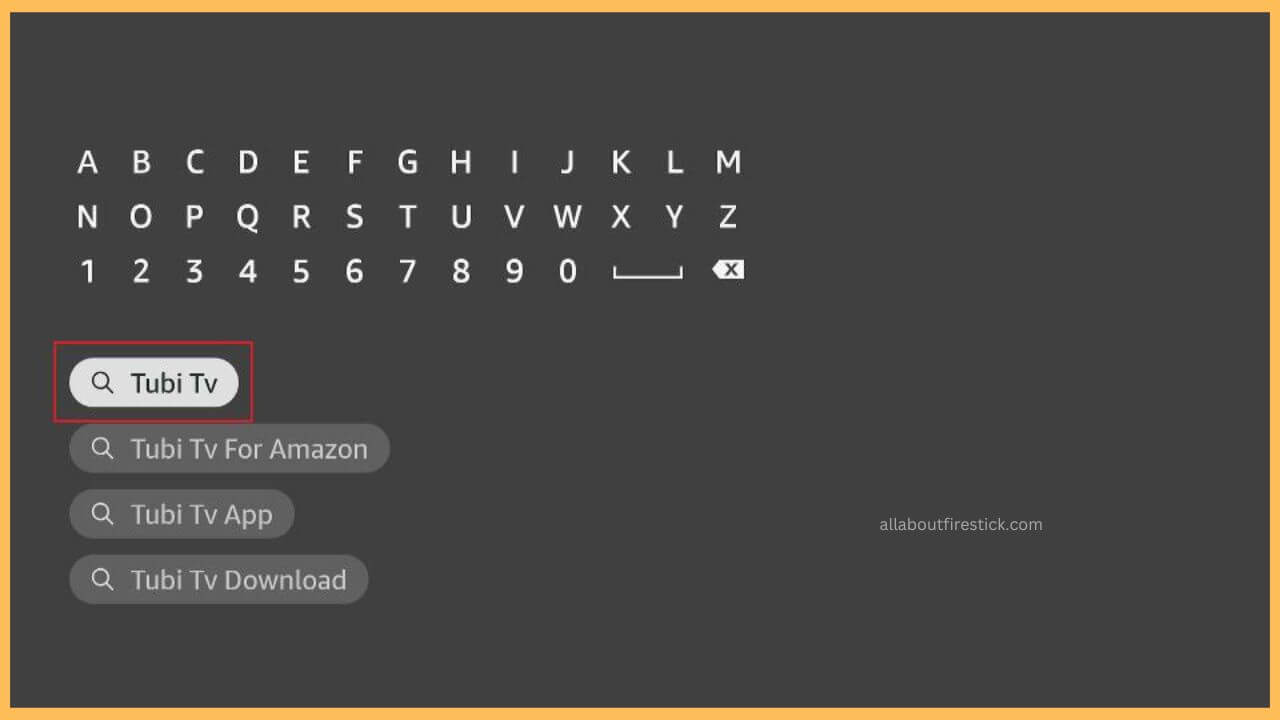 Select Tubi TV from Search bar (1)
