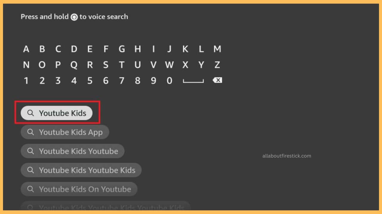 Select YouTube Kids on Search bar