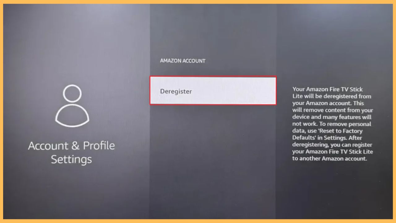 Select the Deregister option