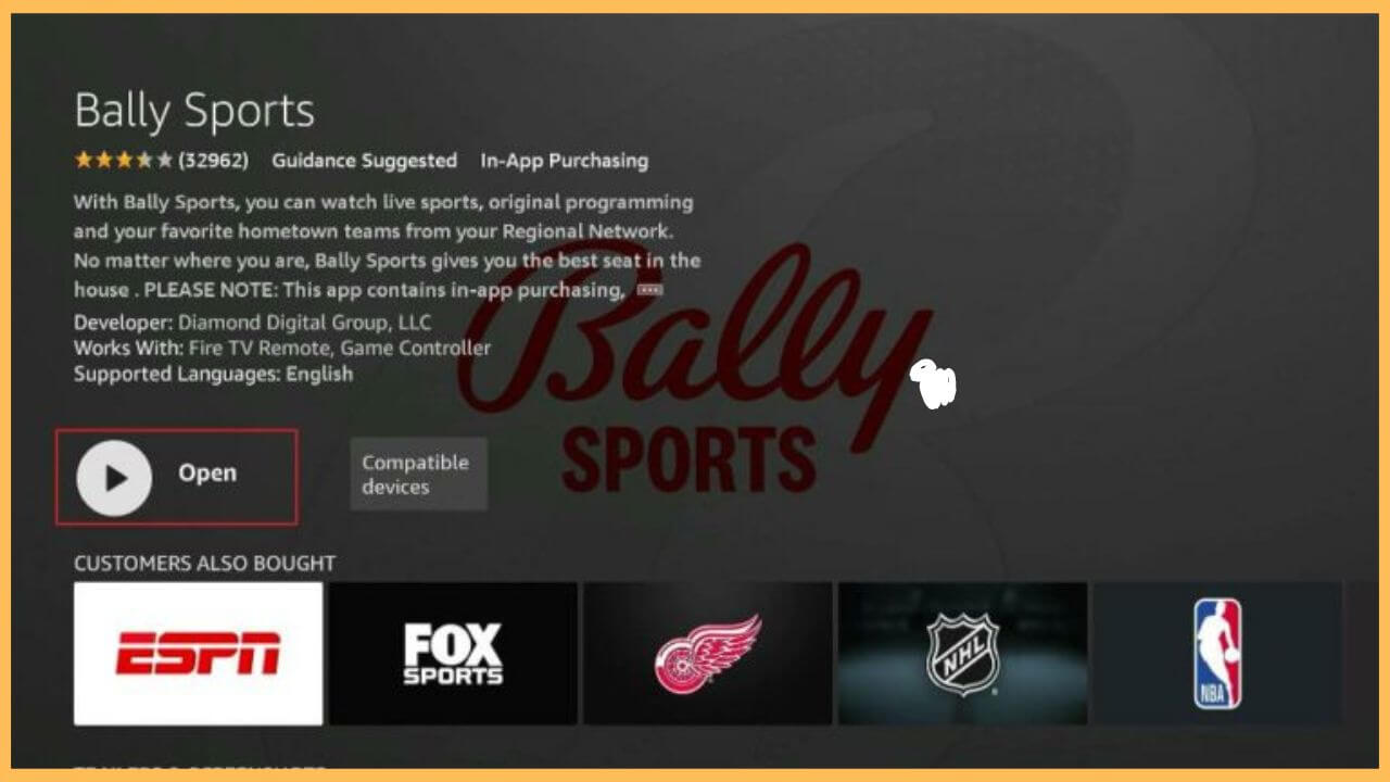 Tap Open to Launch Bally Sports on Firestick (1)