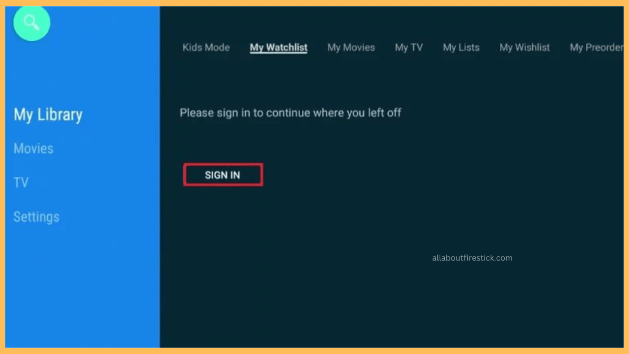 Select the Sign In button