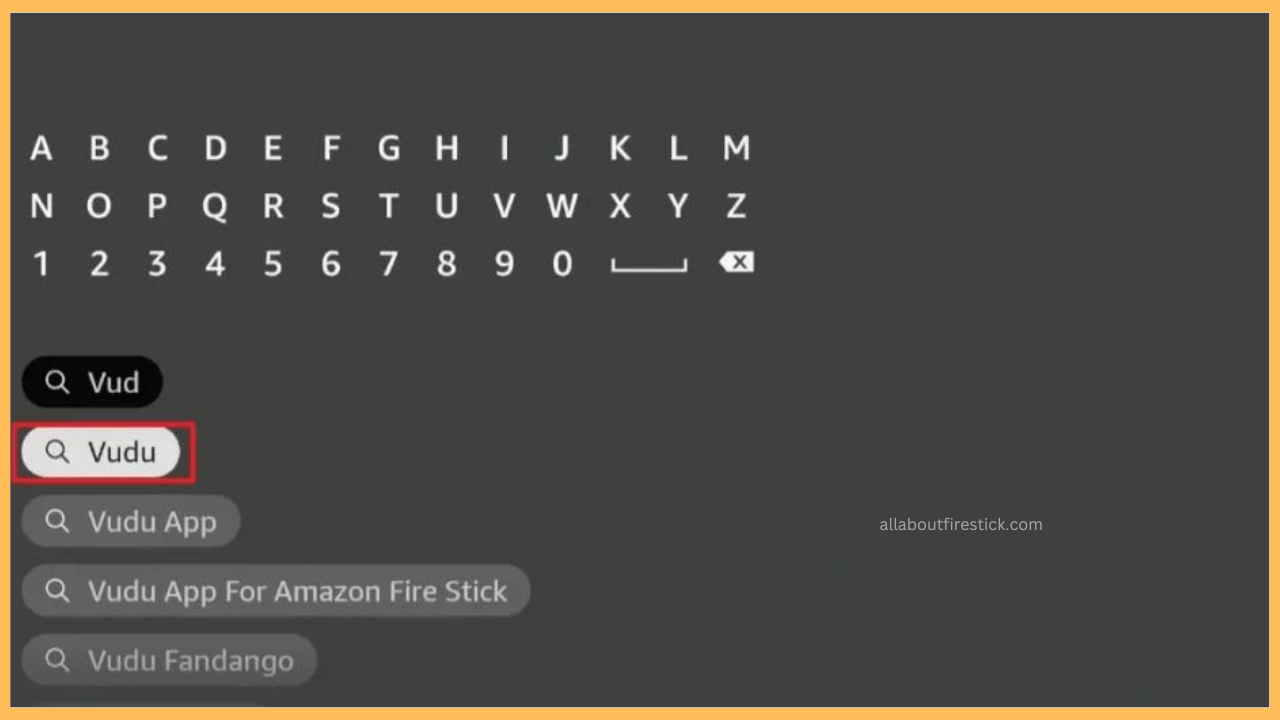 Input Vudu on Firestick