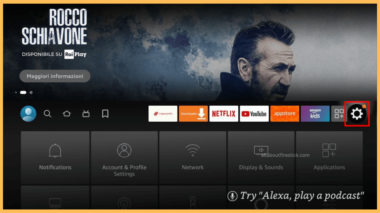 AppLinked on Firestick - Select Gear icon