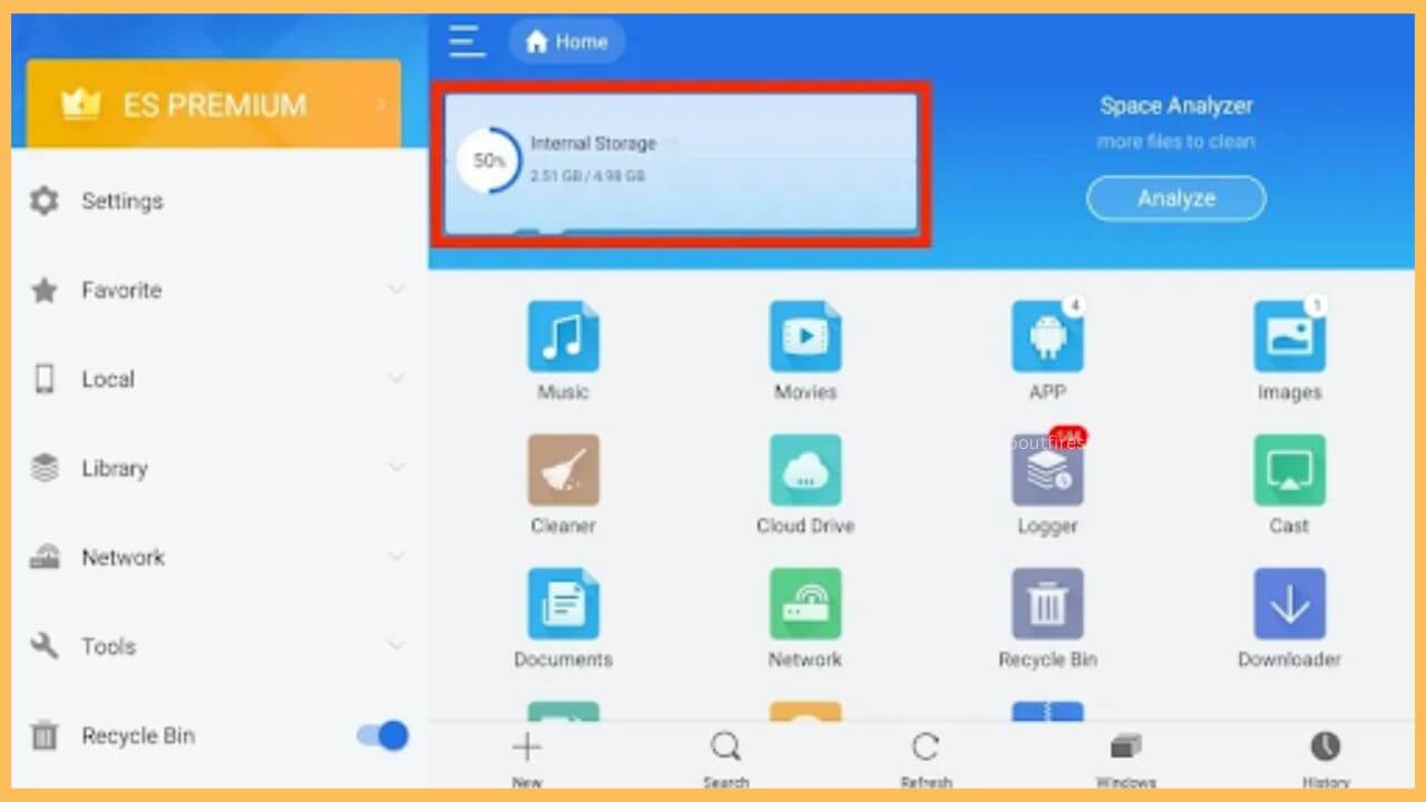 Open ES File Explorer to access Apps2Fire on Firestick
