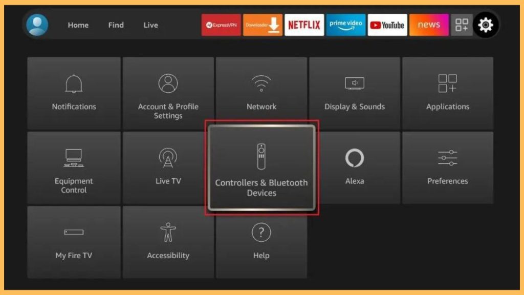 Choose the Controllers & Bluetooth Devices option