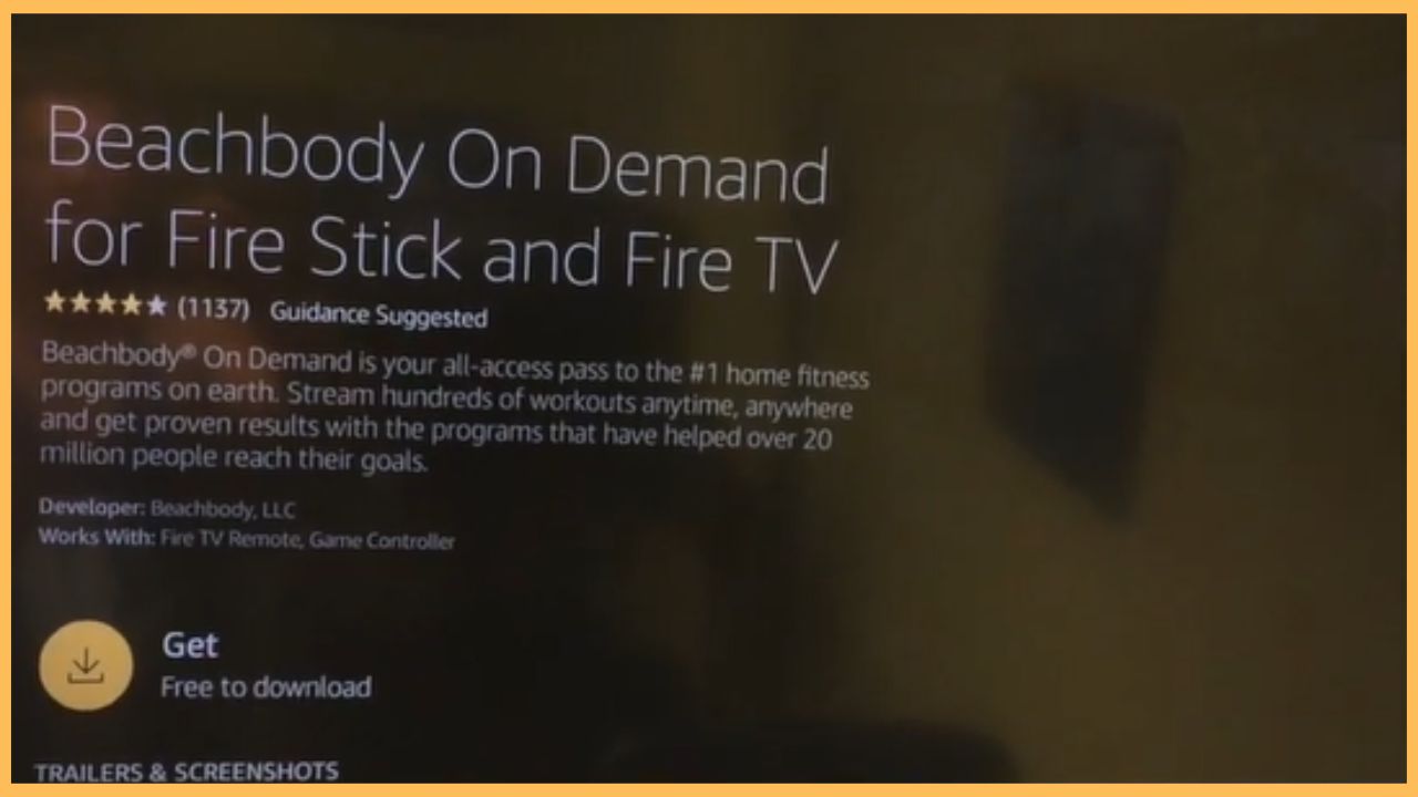 Click Get to download Beachbody on Firestick