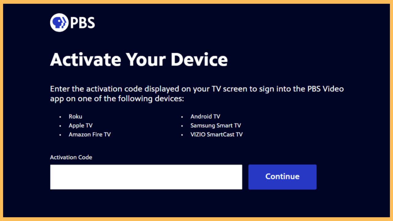 Enter the PBS Activation Code