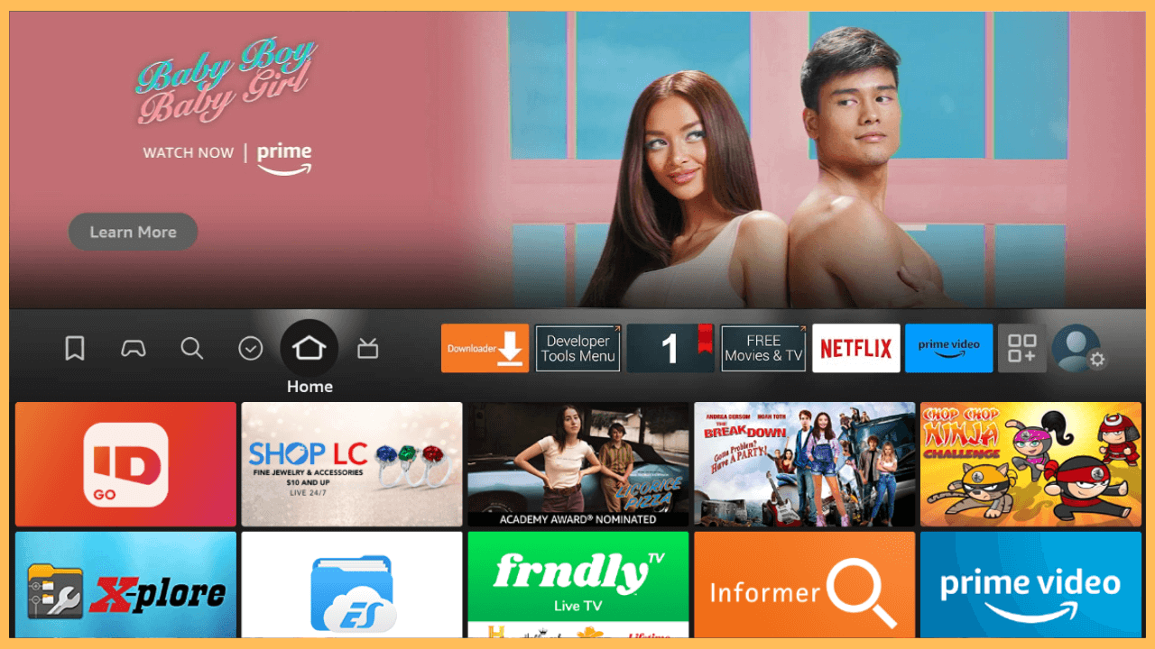 Fawesome TV on Firestick - Home Screen