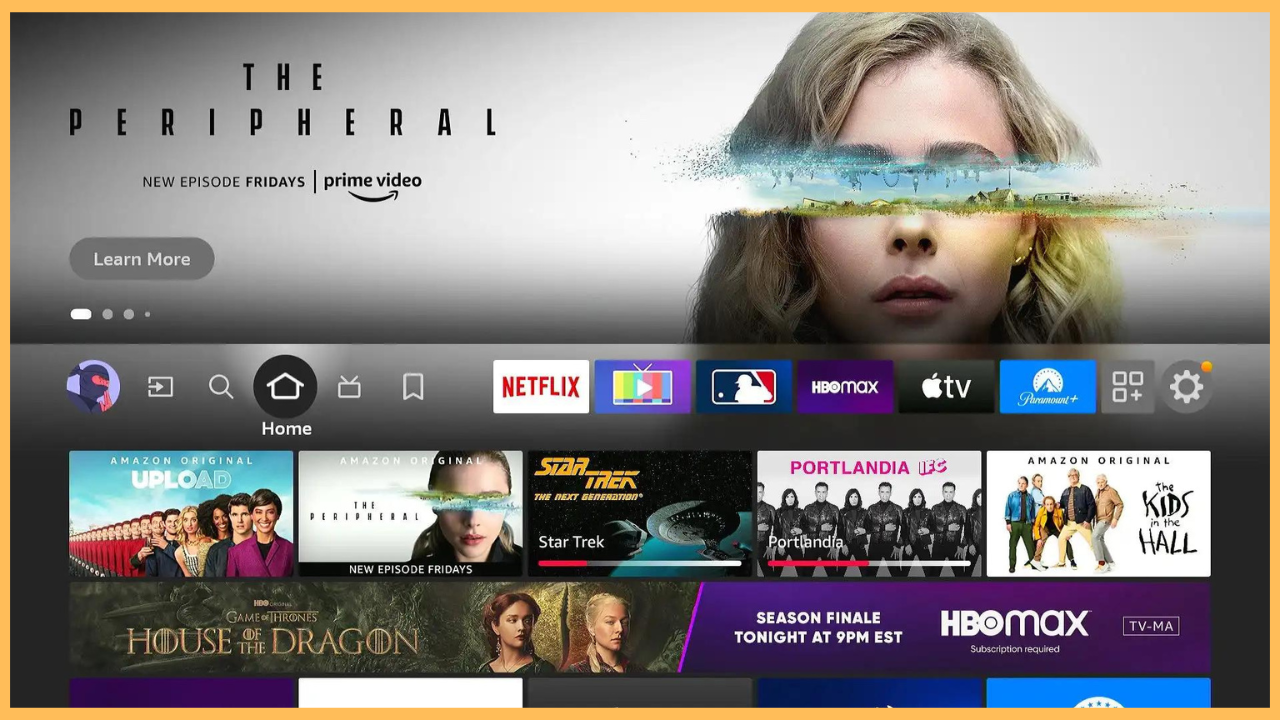 Hit the Settings icon Firestick home screen