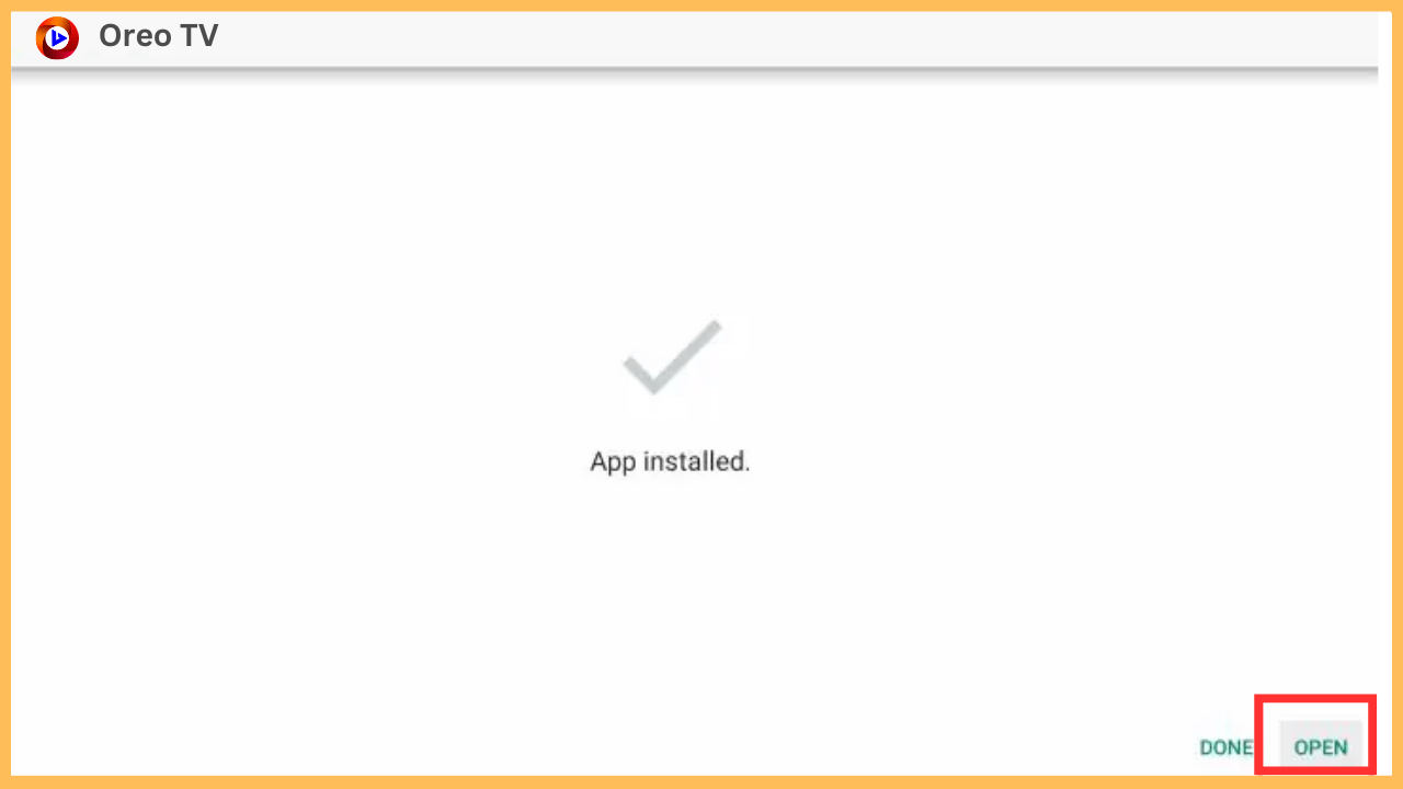 Oreo TV on Firestick - Select Open