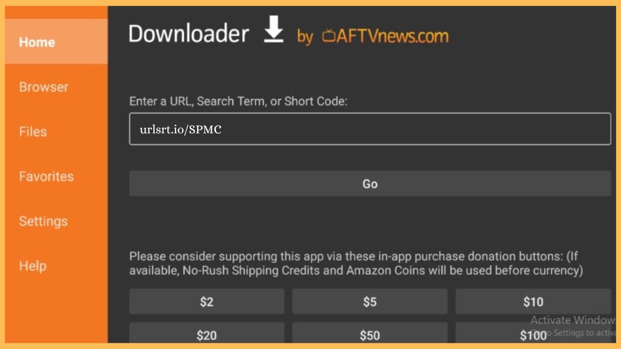 Paste the SPMC APK URL