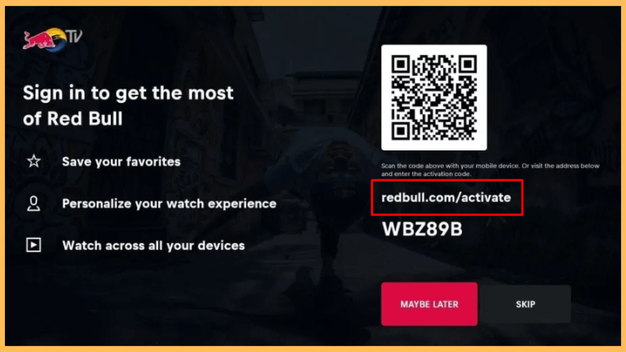 Red Bull TV on Firestick - Activation Page