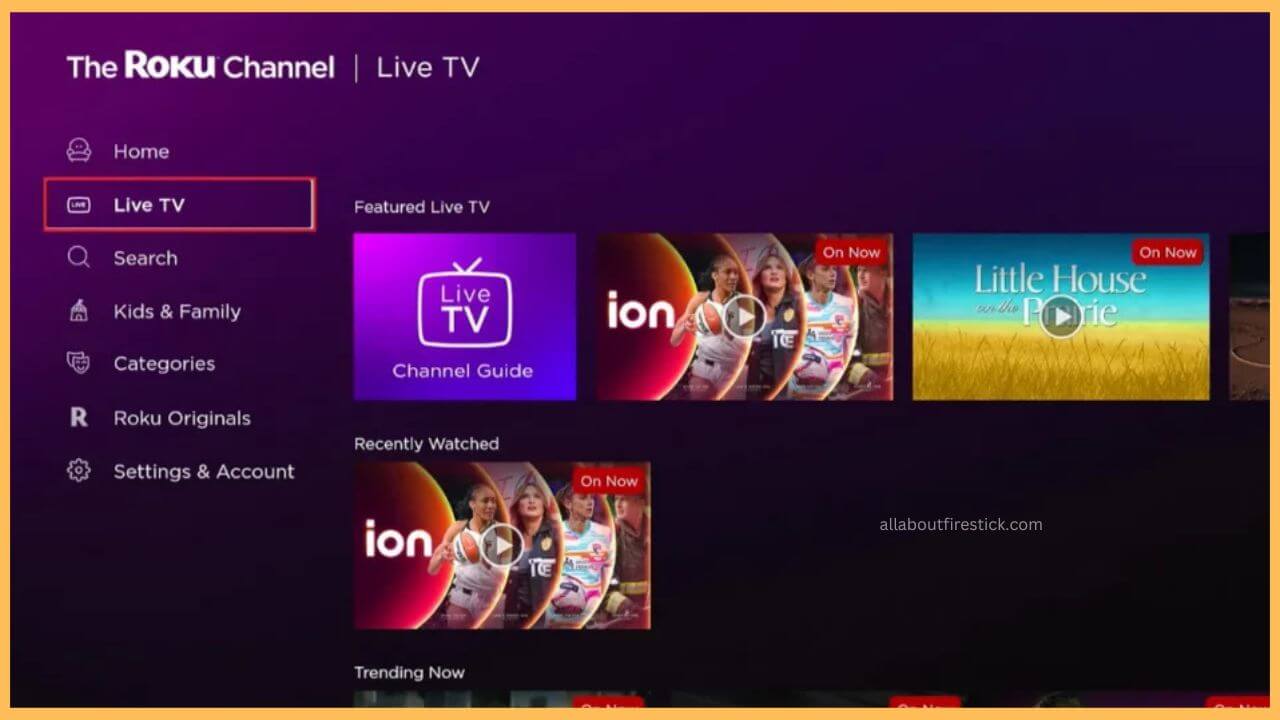Choose the Live TV tab