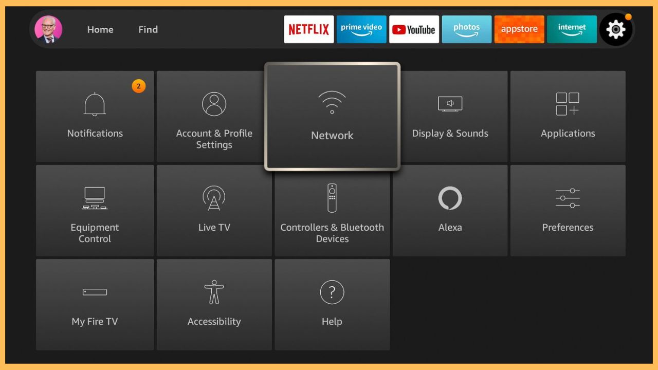 Select Network on Firestick to change the DNS