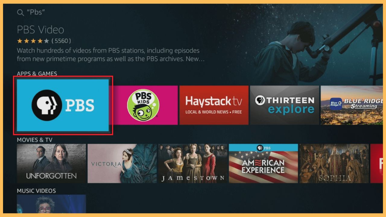 Select PBS on Firestick