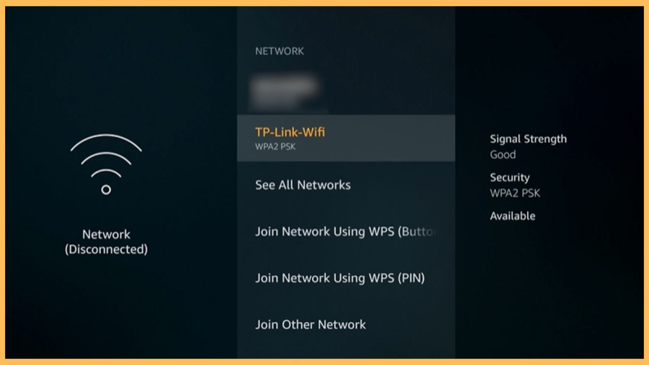 Select your WiFi network to get the DNS on Firestick