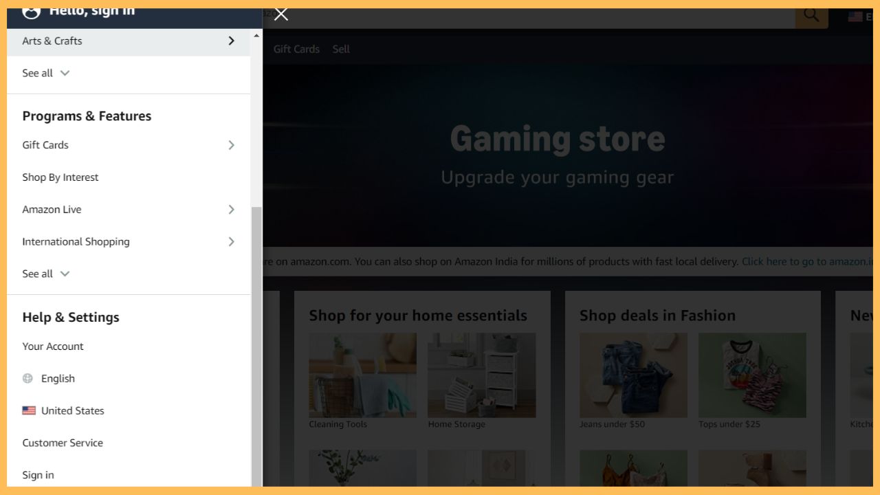 Sign in to Amazon to change location on Firestick