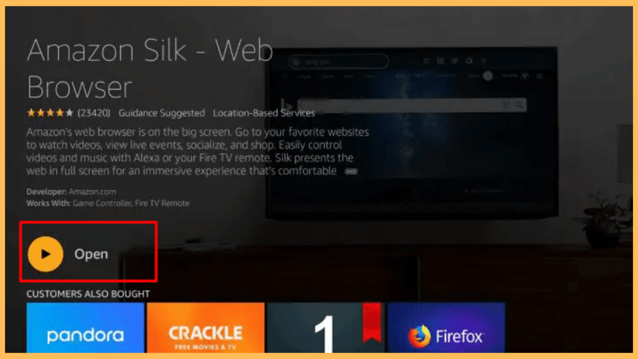 Silk Browser on Firestick - Select Open