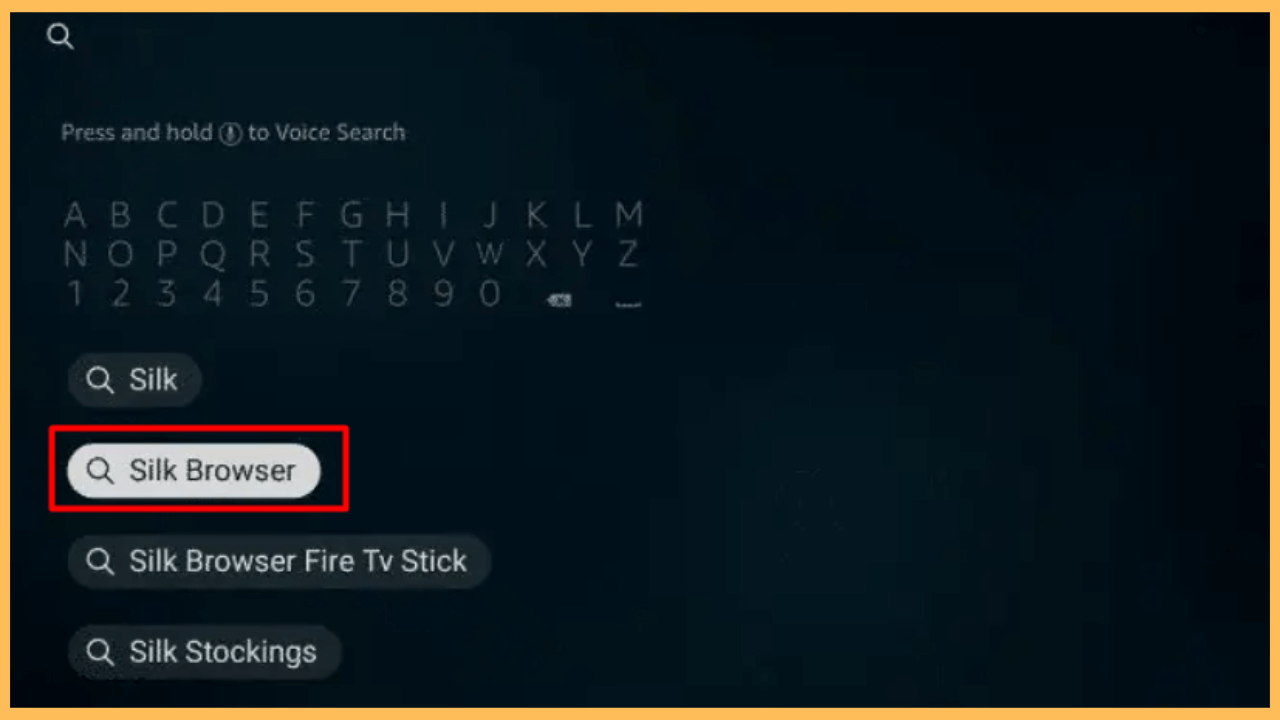 Silk Browser on Firestick - Use the search feature